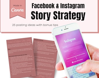 Facebook Instagram Story Strategy Guide | 25+ Content Ideas | Social Media Marketing Plan (Digital Download)