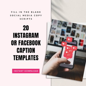 Social Media Caption Scripts for Small Business. Instagram Captions. Facebook Captions. Linkedin Captions. Editable Captions.
