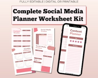 2026 Social Media Content Planer Arbeitsblatt Vorlagen. Digitaler Planer. Social Media Content Kalender. Social Media Planer. Inhalt Planer