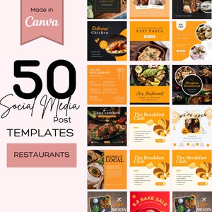 Restaurant Food Social Media Templates. Canva Restaurant Templates. Restaurant and Food Social Media Post. Restaurant and Food Post