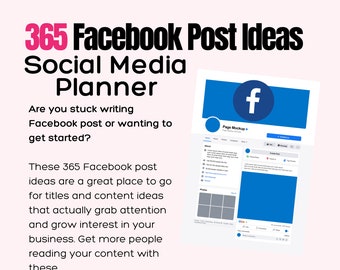 Ideeën voor Facebook-berichten voor kleine bedrijven | 365 onderwerpen | Berichtenplanner voor 1 jaar (digitale download)