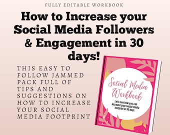 Social Media Workbook. Social Media Content Digitaler Planer Arbeitsblatt Vorlagen. Social Media Content Kalender. Social Media Strategie