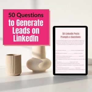 50 LinkedIn Questions to get leads. LinkedIn Marketing. Customizable LinkedIn Marketing flyer. Lead Magnet Template. LinkedIn leads.