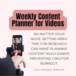 Video Planner, Social Media Planner for Tiktok. Social Media Video Planner, Instagram Reel Video Planner. Video Content Planner