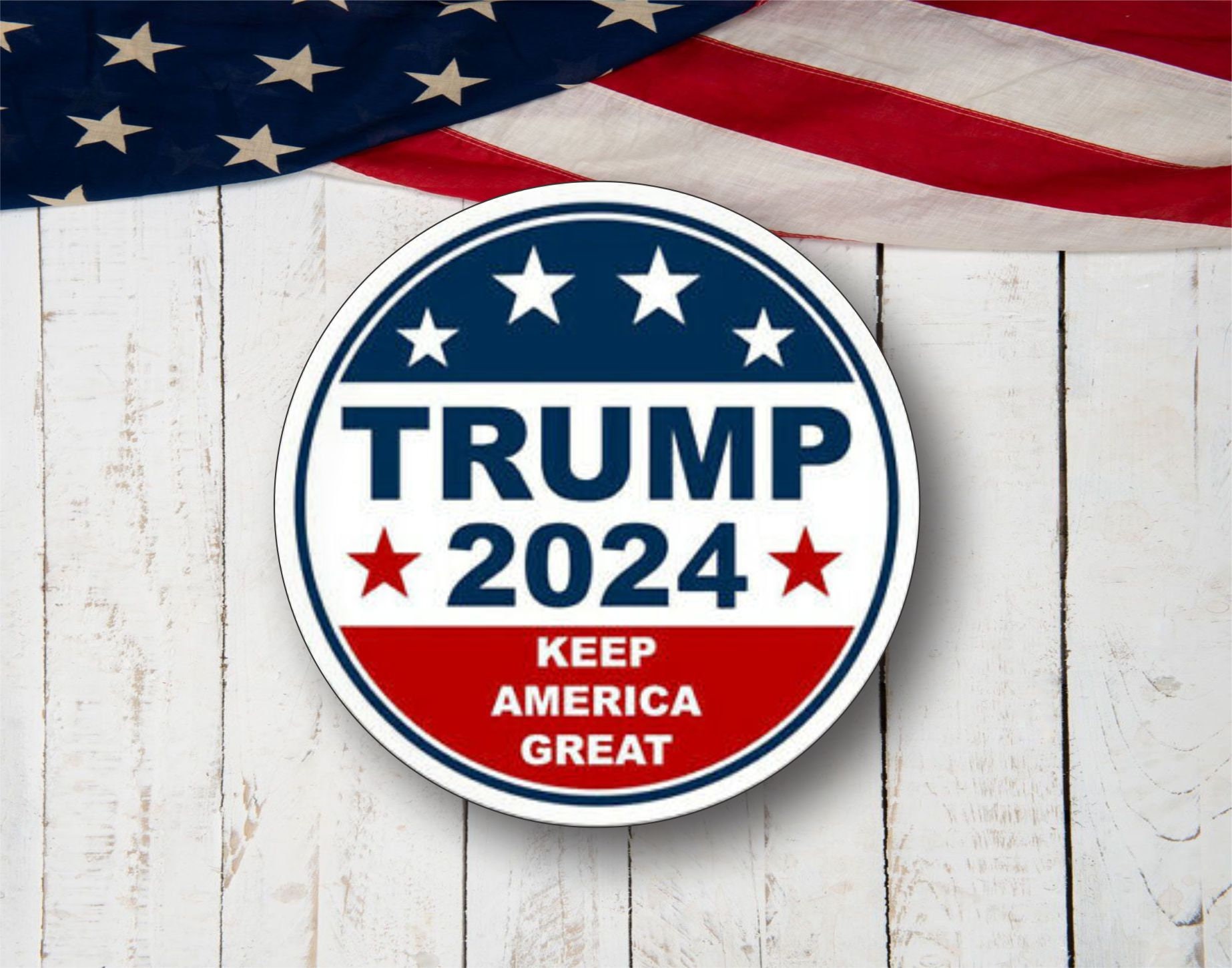 Trump 2024 round campaign decal sticker Etsy
