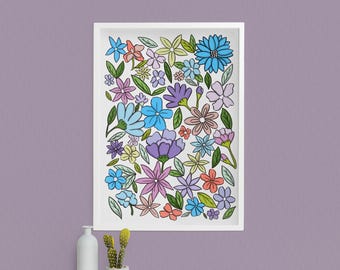 Garden Meadow: A4 Illustrative Floral Print/ Poster