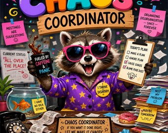 Coordinador del Caos PNG, divertido, descarga digital, sublimación, vida caótica, arte digital