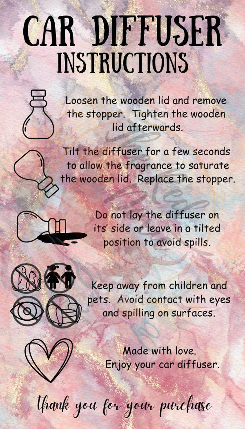 Car Diffuser Care Instructions, Digital Download, Air Freshener ...