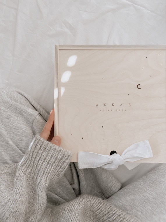 Erinnerungskiste personalisiert, Baby Geschenk Geburt, Erinnerungsbox Baby, Holzkiste personalisiert, Kinderzimmer organization
