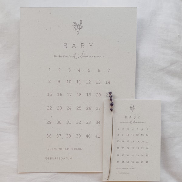 Baby Countdown | Babycountdown neutral | DIN A4 | DIN A6