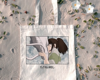 Spirited Away, Chihiro and Haku, Cotton Canvas Tote Bag