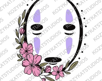 Spirited Away, geen gezicht, kersenbloesemlijst EPS, SVG, png Digitale download