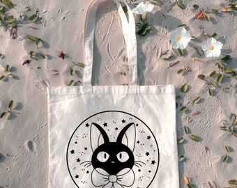 Kiki's Delivery Service, Jiji, Cotton Canvas Tote Bag