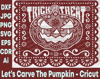 Trick Or Treat SVG, Halloween SVG, Pumpkin Cut File, Cricut Clipart, Pumpkin SVG, Papel Picado svg, Papel Picado Banner