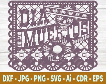 Papel Picado SvG Banner, SVG CRICUT cut files TEMPLATES, Papel Picado cake topper, Papel Picado Dia De Los Muertos, Svg Cricut Files