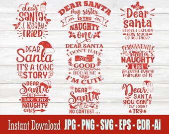 Dear Santa SVG Bundle, DEAR SANTA svg Bundle, Christmas svg, Funny Christmas shirt svg, Funny Kids Christmas svg, Christmas Svg Cricut Files