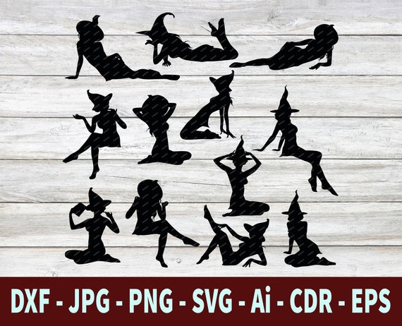 HALLOWEEN SVG Bundle, Sexy Witch Bundle, Halloween Witch Silhouette Clipart SVG, Witch Clipart svg, Sexy Witch Silhouette, Cricut Files