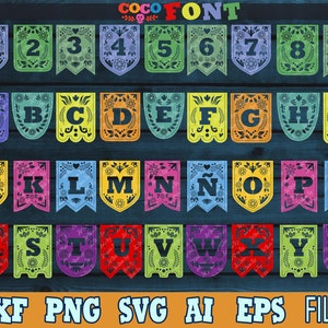 Papel Picado SVG, COCO Font Alphabet SVG, Papel Picado Alphabet, Papel Picado Alphabet Svg, Alphabet Cricut, Alphabet Day Of The Dead SvG