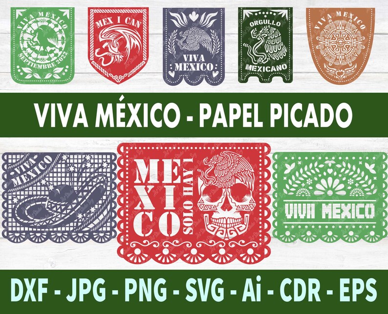 PAPEL PICADO SVG Viva México Svg Paquete Papel Picado Svg - Etsy México