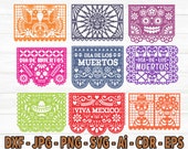SVG CRICUT cut files TEMPLATES - Papel Picado cake topper - Papel Picado SvG Banner - happy birthday fiesta Cricut Joy Silhouette