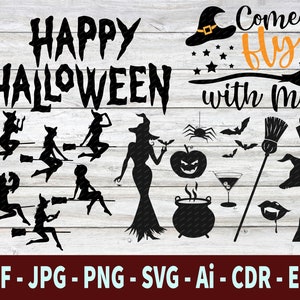HALLOWEEN Bundle SVG Sexy Witch - Halloween Witch Silhouette Clipart SVG - Witch Clipart svg Silhouette Cricut Cut Files Comercial Use