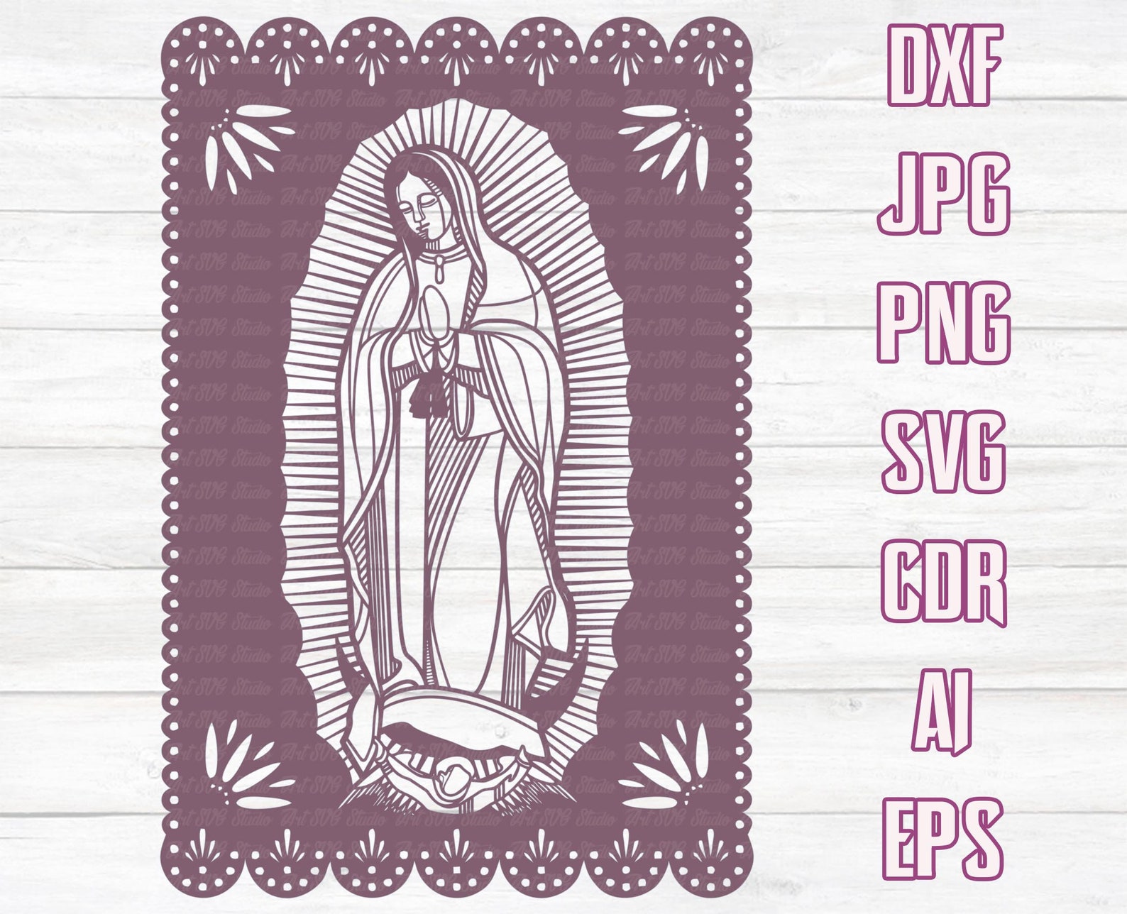 Papel Picado Virgen De Guadalupe SVG Mary Mother of God - Etsy
