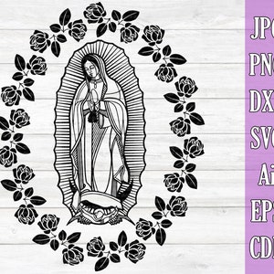 Virgen de Guadalupe, Virgin Mary SVG, Mary Mother of god SVG, Virgen de Guadalupe SVG, Virgin Clipart, Virgin Mary Silhouette Cricut