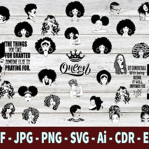 Afro woman SVG Bundle, Afro BUNDLE Girl Svg, Afro Svg, Afro Lady SVG, Afro Queen Svg,Black Women Svg, Black Girl Svg,African American Svg