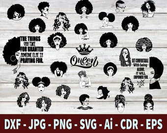Afro woman SVG Bundle, Afro BUNDLE Girl Svg, Afro Svg, Afro Lady SVG, Afro Queen Svg,Black Women Svg, Black Girl Svg,African American Svg