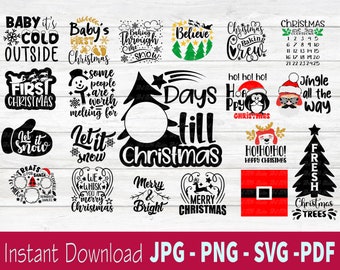 Pacote SVG de Natal para Cricut - Pacote SVG de Cartão de Natal - Pacote SVG de Natal