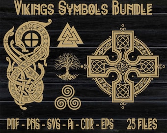 Vikings Symbols SVG Bundle, Celtic and Viking Svg Bundle, Celtic Knot Svg, Viking Design Svg, Celtic Tree Of Life Svg Bundle, İrish PNG
