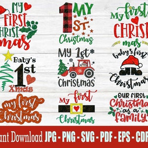 Mon premier paquet SVG de Noël, mon premier SVG de Noël, le premier paquet SVG de Noël de bébé, le premier svg de Noël de bébé, ornement svg