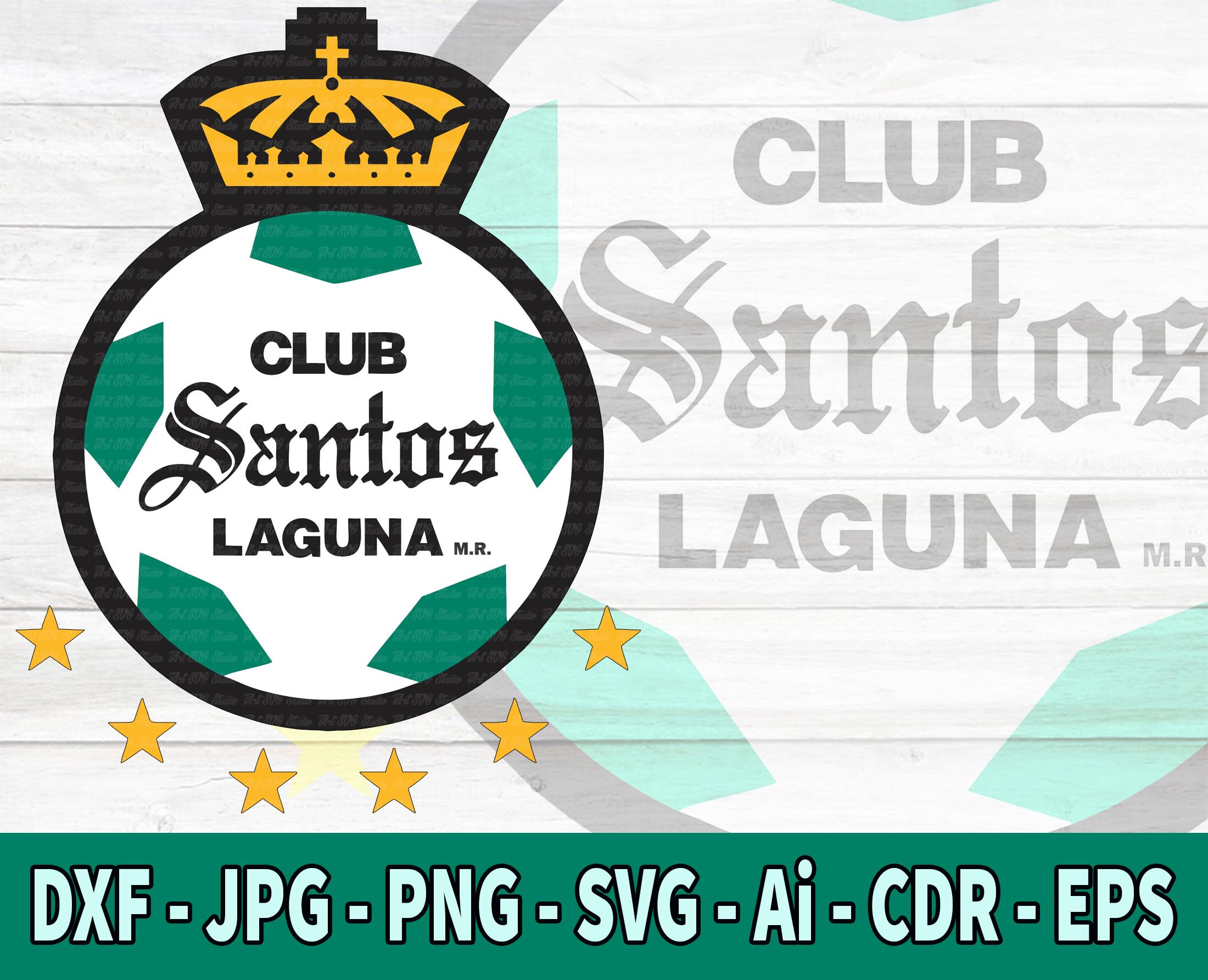 Liga MX SVG Santos Liga MX Futbol Svg Cutting File Santos Laguna de Torreon Futbol Liga Mx svg Instant Download Santos Six Stars Etsy Espana