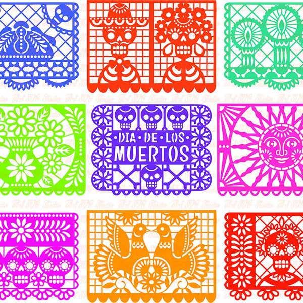 Papel Picado Clipart, Mexican Bunting Banner, Fiesta Bunting Banner Wedding Bunting, Party Bunting, Papel Picado SVG, PNG, EPS, Ai, Dxf, Cdr