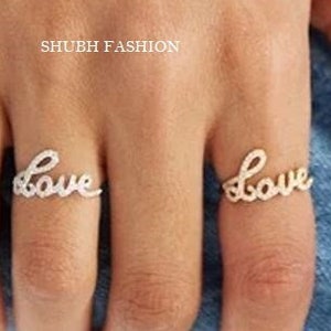 Diamond Love Stackable Ring, Script Love Ring, Anniversary Bands, Promise Ring Cursive Moissanite Love Ring, Romantic Ring Darling Gift Ring