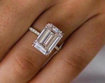7 Karat Smaragd Cut Verlobungsring, Smaragdform Verlobungsring, Luxus Frauen Ring, Versprechen Ring, Jubiläumsring, Vintage Ehering