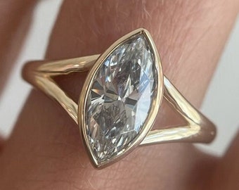 Marquise Cut Split Shank Engagement Ring Marquise Cut Bezel Set Ring Solitaire Diamond Ring Split Shank Bezel Set Ring Gift for Mother Etsy Canada