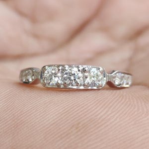 Circa 1920-30 Art Deco Diamond Wedding Band Ring, Vintage Moissanite Band, Antique Stackable Band, Antique Ring, Rustic Style Ring Gift Ring