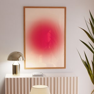 Pink & Red Glowing Gradient Art Print, Aura Wall Art, Preppy Digital Prints, Dorm Art Prints, Trendy Wall Art, Funky Pink Poster, Home Gift