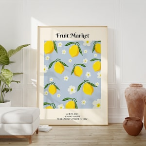Impresión de Fruit Market Florida, Impresión de limón, Impresión abstracta, Arte mural imprimible, DESCARGA DIGITAL, Póster moderno, Impresión estética, Impresión para cocina