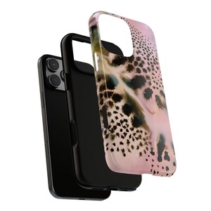 Funda rosa con estampado de guepardo para teléfono, compatible con iPhone 17, 16, 15, 14, 13, 12, 11 Pro Max, Samsung Galaxy S25, S24, S23, S22 Ultra y Google Pixel. imagen 3