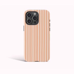 PEACH STRIPED Phone Case, Orange Preppy Aesthetic, iPhone 16 15 14 13 12 11 Pro Max, Samsung Galaxy S25 S24 S23 S22 Ultra, Google Pixel