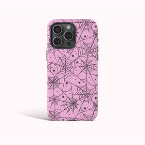 PINK SPIDERWEB Phone Case, Preppy Spooky Aesthetic, iPhone 16 15 14 13 12 11 Pro Max, Samsung Galaxy S25 S24 S23 S22 Ultra, Google Pixel