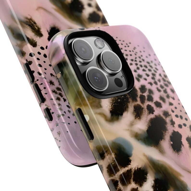 Funda rosa con estampado de guepardo para teléfono, compatible con iPhone 17, 16, 15, 14, 13, 12, 11 Pro Max, Samsung Galaxy S25, S24, S23, S22 Ultra y Google Pixel. imagen 2