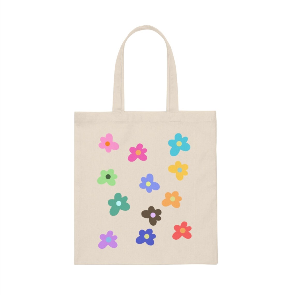 Flower Tote Bag Cute Colorful Daisy Preppy Canvas Tote Bag Etsy
