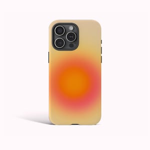 AURA Phone Case, Orange Sunrise Preppy Aesthetic, iPhone 16 15 14 13 12 11 Pro Max, Samsung Galaxy S25 S24 S23 S22 Ultra, Google Pixel