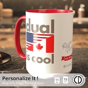 Personalized US Citizenship Mug: Dual Flag Gift for New Citizen; M20