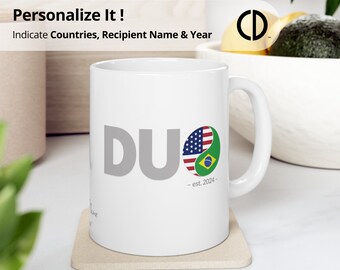 Customized Year & Name American Flag White Mug Gift For Dad