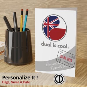 New Citizenship Greeting Card, Digital Download Printable Card, Dual Citizenship, us uk eu Citizenship, Personalize; Card YY Swoosh