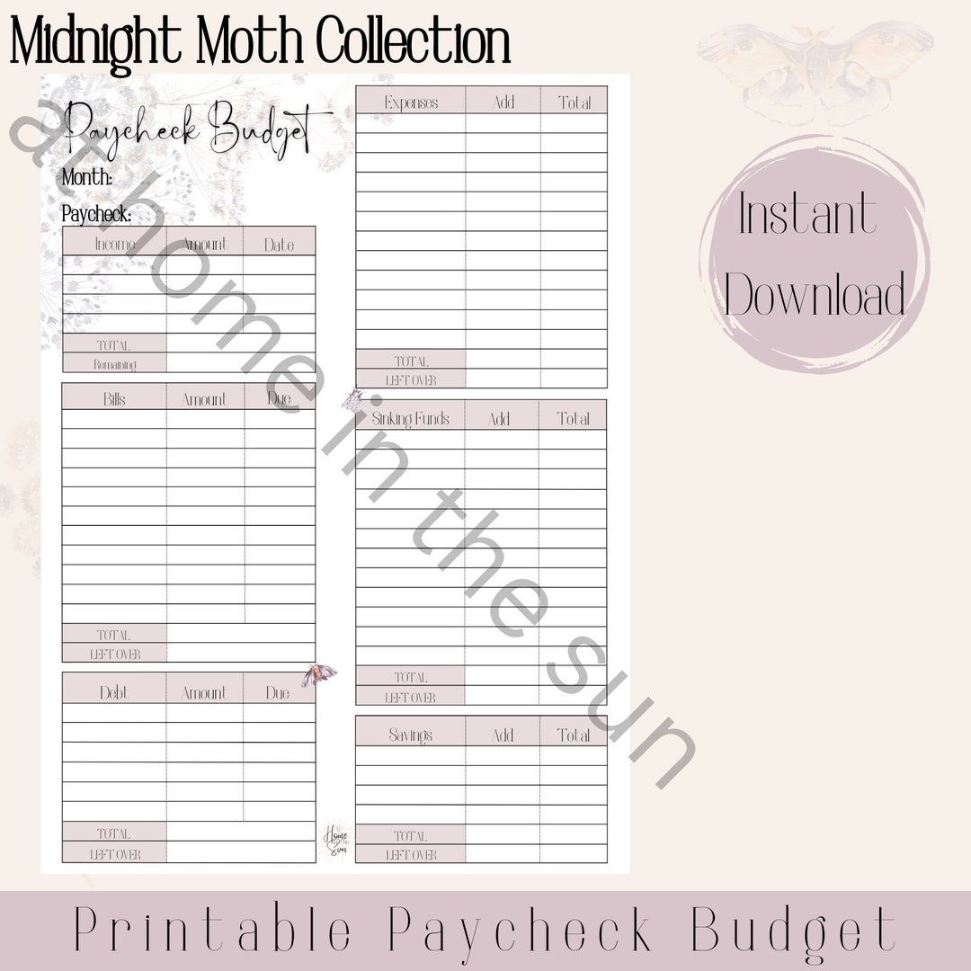 Printable Budget Planner Paycheck Worksheet, Budget by Paycheck ...